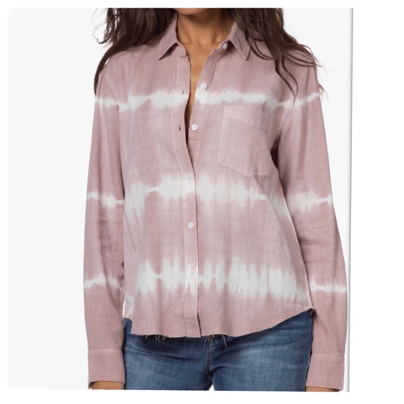 RAILS Ingrid Raw Long Sleeve Short In Mauve White - Picture 6 of 8